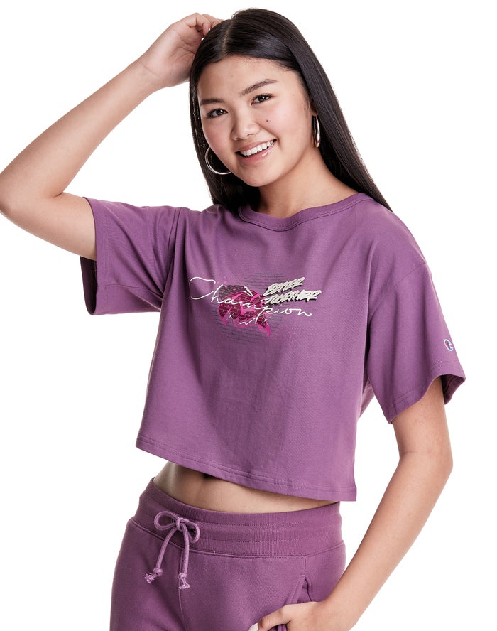 Champion Dame T-Shirts Lilla - Merlot Artist Series Heritage Cropped - Danmark UDZ-519074